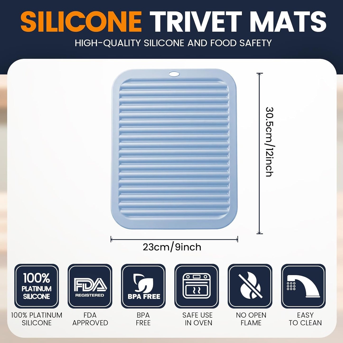 Silicone Trivet Mats 4 Heat Resistant Pot Holders Multipurpose Non-Slip Hot Pads for Kitchen Potholders, Drying mat, Jar Opener, Spoon Holder, Coaster.(Dark Grey)