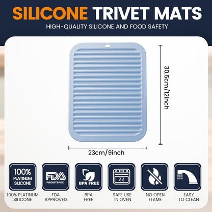 Silicone Trivet Mats 4 Heat Resistant Pot Holders Multipurpose Non-Slip Hot Pads for Kitchen Potholders, Drying mat, Jar Opener, Spoon Holder, Coaster.(Dark Grey)