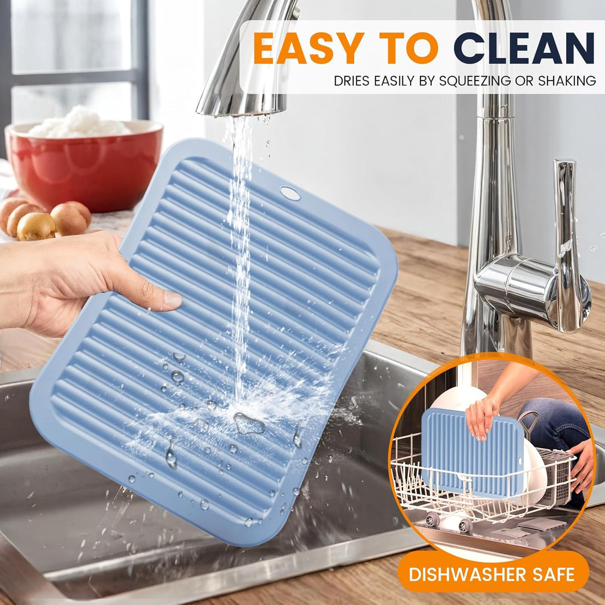Silicone Trivet Mats 4 Heat Resistant Pot Holders Multipurpose Non-Slip Hot Pads for Kitchen Potholders, Drying mat, Jar Opener, Spoon Holder, Coaster.(Dark Grey)