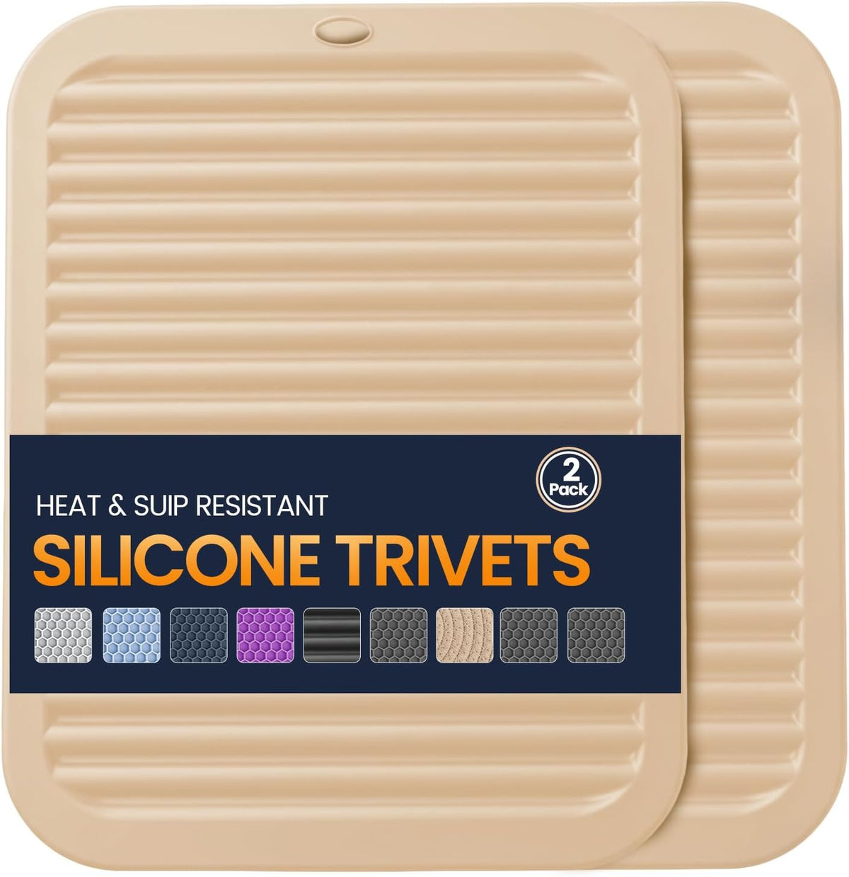 Silicone Trivet Mats 4 Heat Resistant Pot Holders Multipurpose Non-Slip Hot Pads for Kitchen Potholders, Drying mat, Jar Opener, Spoon Holder, Coaster.(Dark Grey)