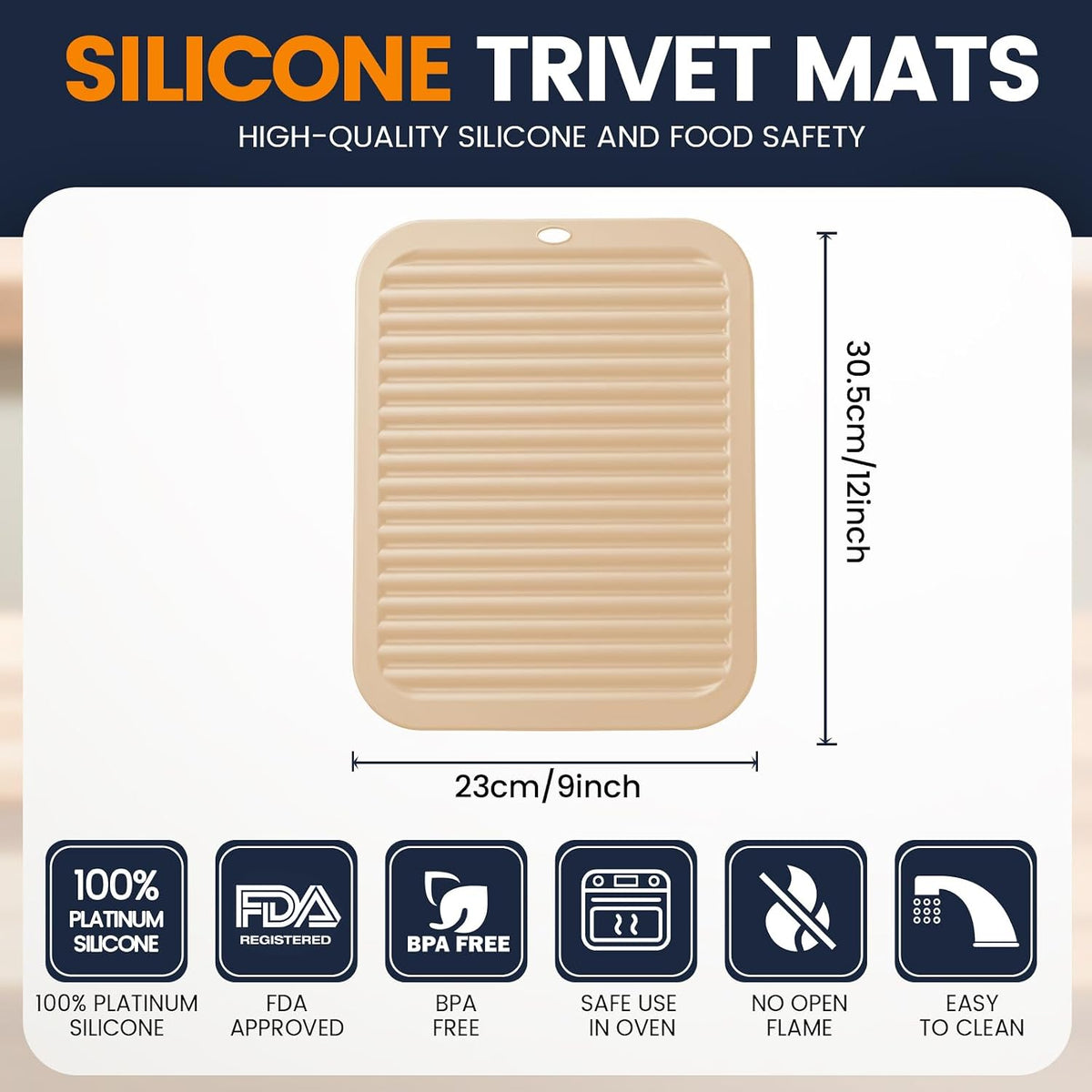 Silicone Trivet Mats 4 Heat Resistant Pot Holders Multipurpose Non-Slip Hot Pads for Kitchen Potholders, Drying mat, Jar Opener, Spoon Holder, Coaster.(Dark Grey)