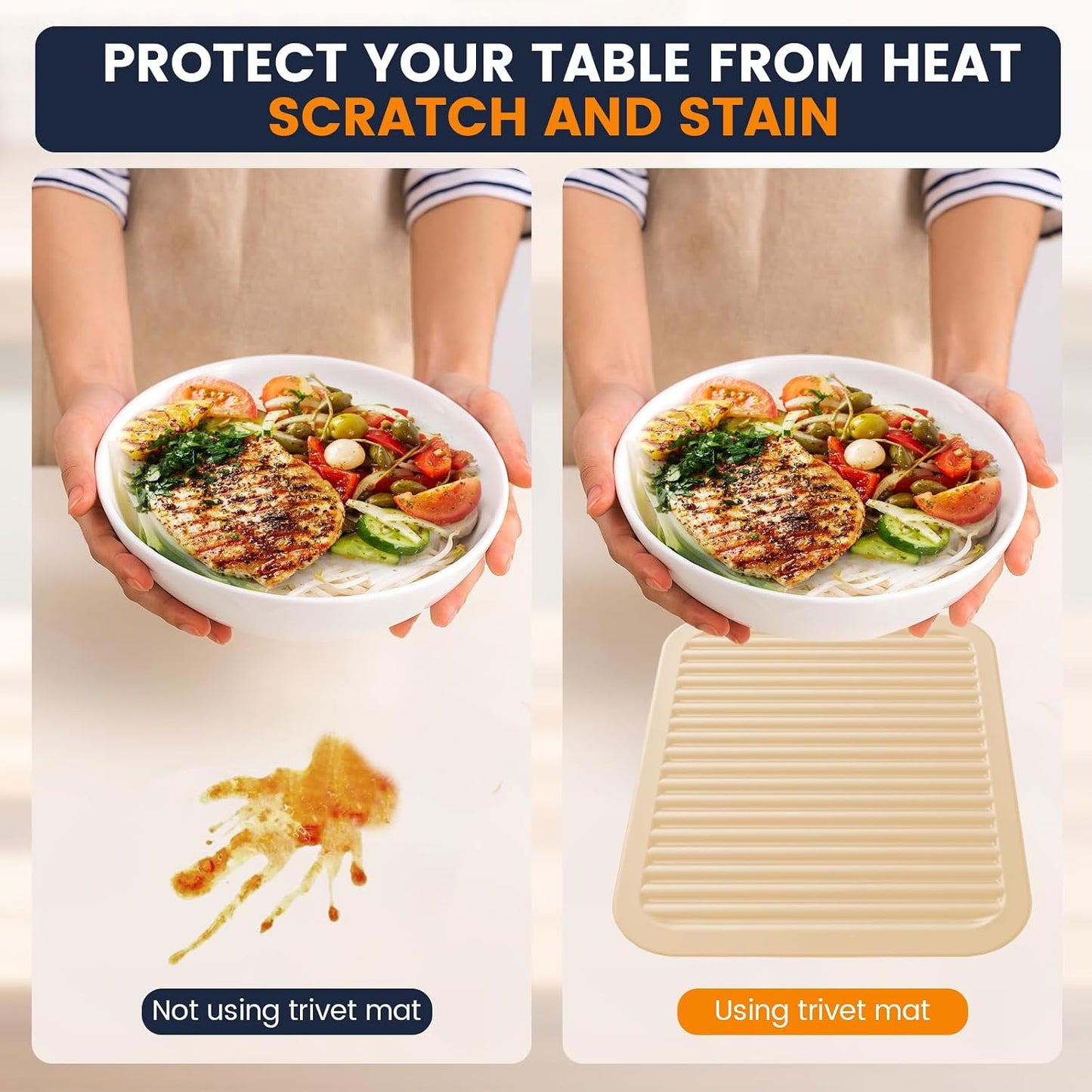 Silicone Trivet Mats 4 Heat Resistant Pot Holders Multipurpose Non-Slip Hot Pads for Kitchen Potholders, Drying mat, Jar Opener, Spoon Holder, Coaster.(Dark Grey)