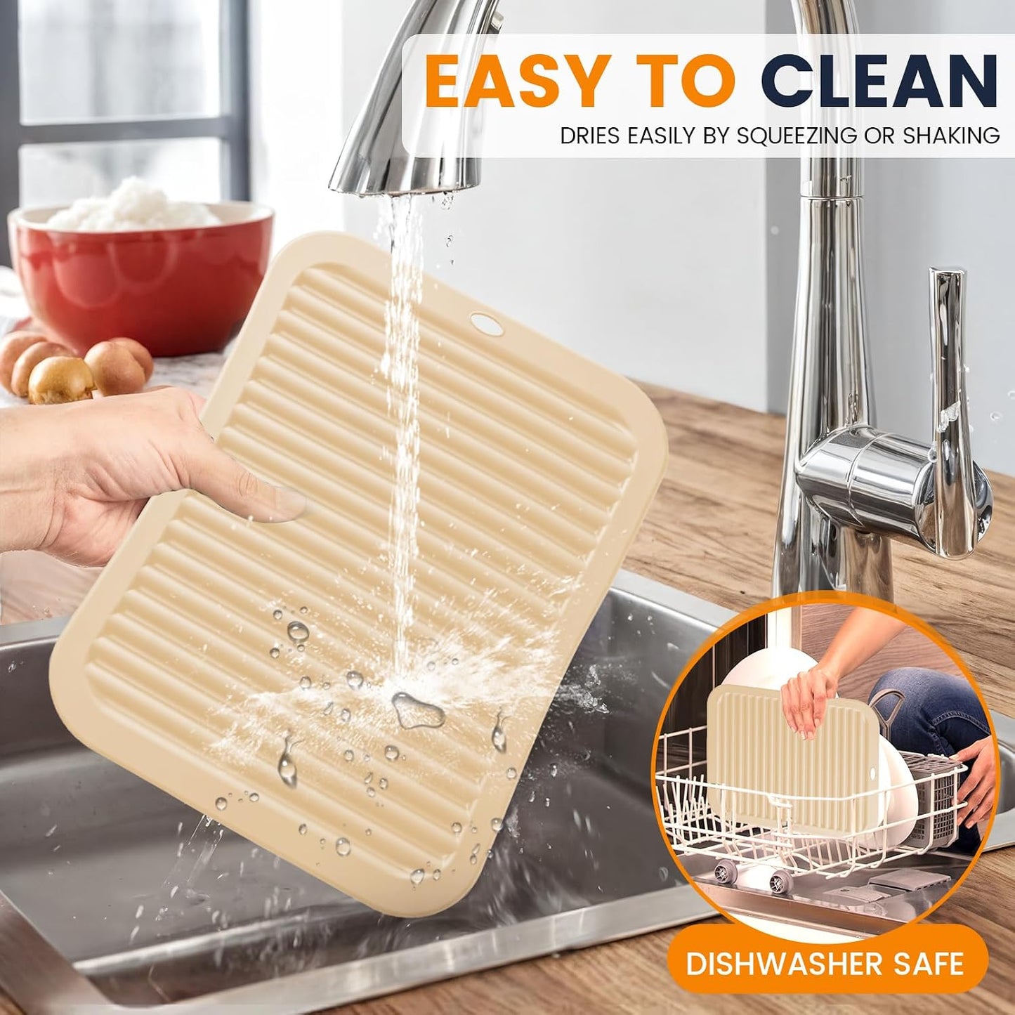Silicone Trivet Mats 4 Heat Resistant Pot Holders Multipurpose Non-Slip Hot Pads for Kitchen Potholders, Drying mat, Jar Opener, Spoon Holder, Coaster.(Dark Grey)