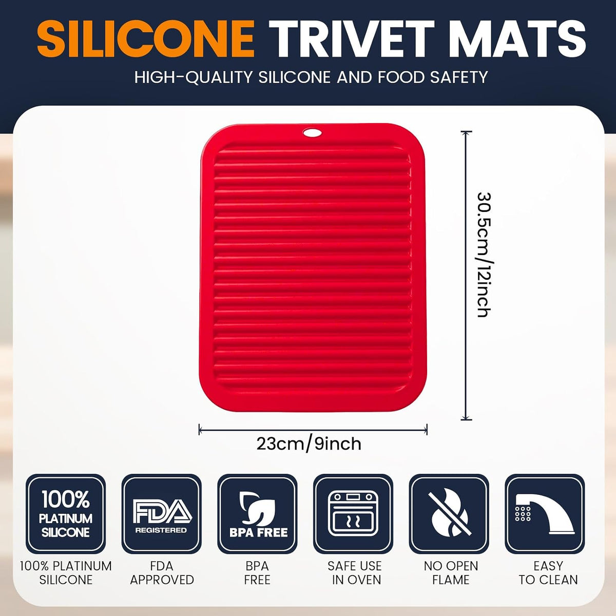 Silicone Trivet Mats 4 Heat Resistant Pot Holders Multipurpose Non-Slip Hot Pads for Kitchen Potholders, Drying mat, Jar Opener, Spoon Holder, Coaster.(Dark Grey)