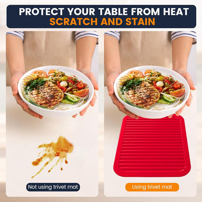Silicone Trivet Mats 4 Heat Resistant Pot Holders Multipurpose Non-Slip Hot Pads for Kitchen Potholders, Drying mat, Jar Opener, Spoon Holder, Coaster.(Dark Grey)