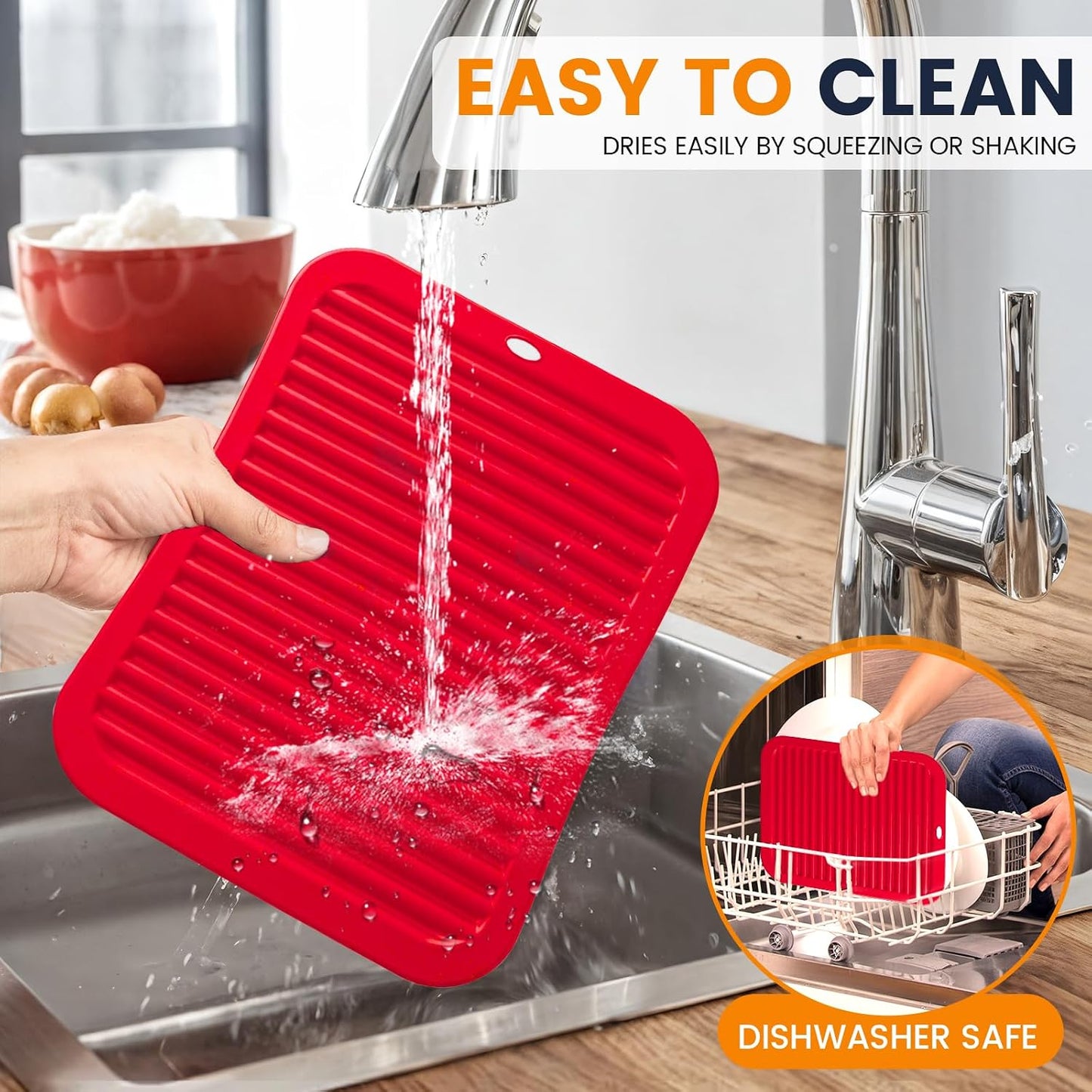 Silicone Trivet Mats 4 Heat Resistant Pot Holders Multipurpose Non-Slip Hot Pads for Kitchen Potholders, Drying mat, Jar Opener, Spoon Holder, Coaster.(Dark Grey)