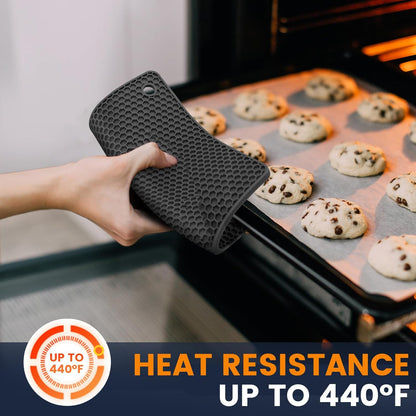 Silicone Trivet Mats 4 Heat Resistant Pot Holders Multipurpose Non-Slip Hot Pads for Kitchen Potholders, Drying mat, Jar Opener, Spoon Holder, Coaster.(Dark Grey)