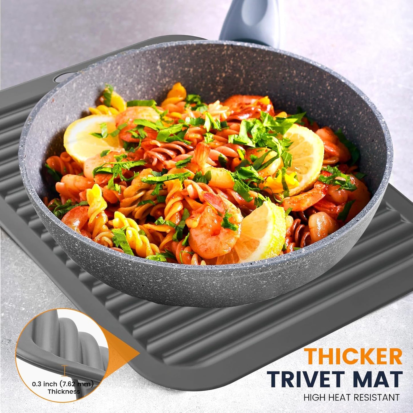 Silicone Trivet Mats 4 Heat Resistant Pot Holders Multipurpose Non-Slip Hot Pads for Kitchen Potholders, Drying mat, Jar Opener, Spoon Holder, Coaster.(Dark Grey)