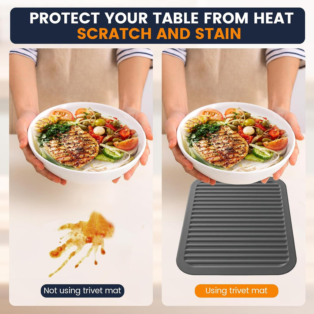 Silicone Trivet Mats 4 Heat Resistant Pot Holders Multipurpose Non-Slip Hot Pads for Kitchen Potholders, Drying mat, Jar Opener, Spoon Holder, Coaster.(Dark Grey)