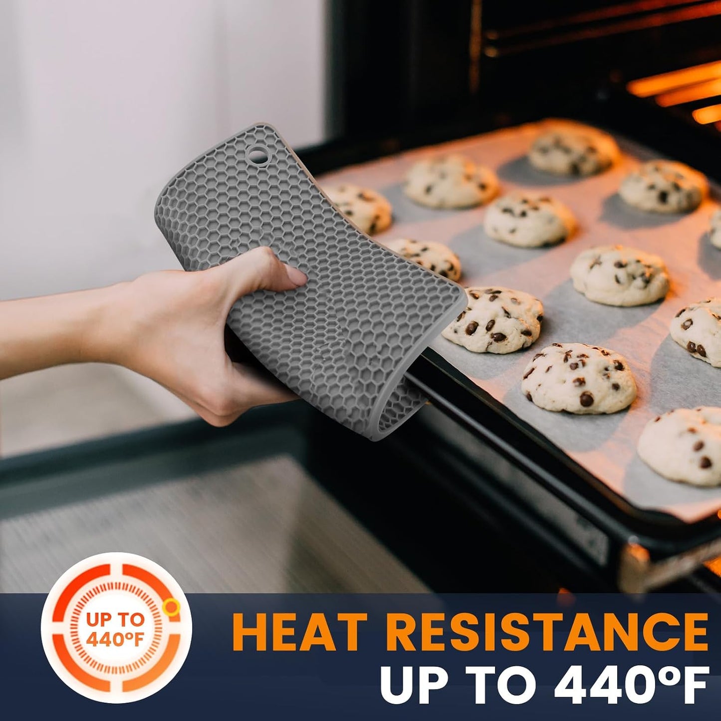 Silicone Trivet Mats 4 Heat Resistant Pot Holders Multipurpose Non-Slip Hot Pads for Kitchen Potholders, Drying mat, Jar Opener, Spoon Holder, Coaster.(Dark Grey)