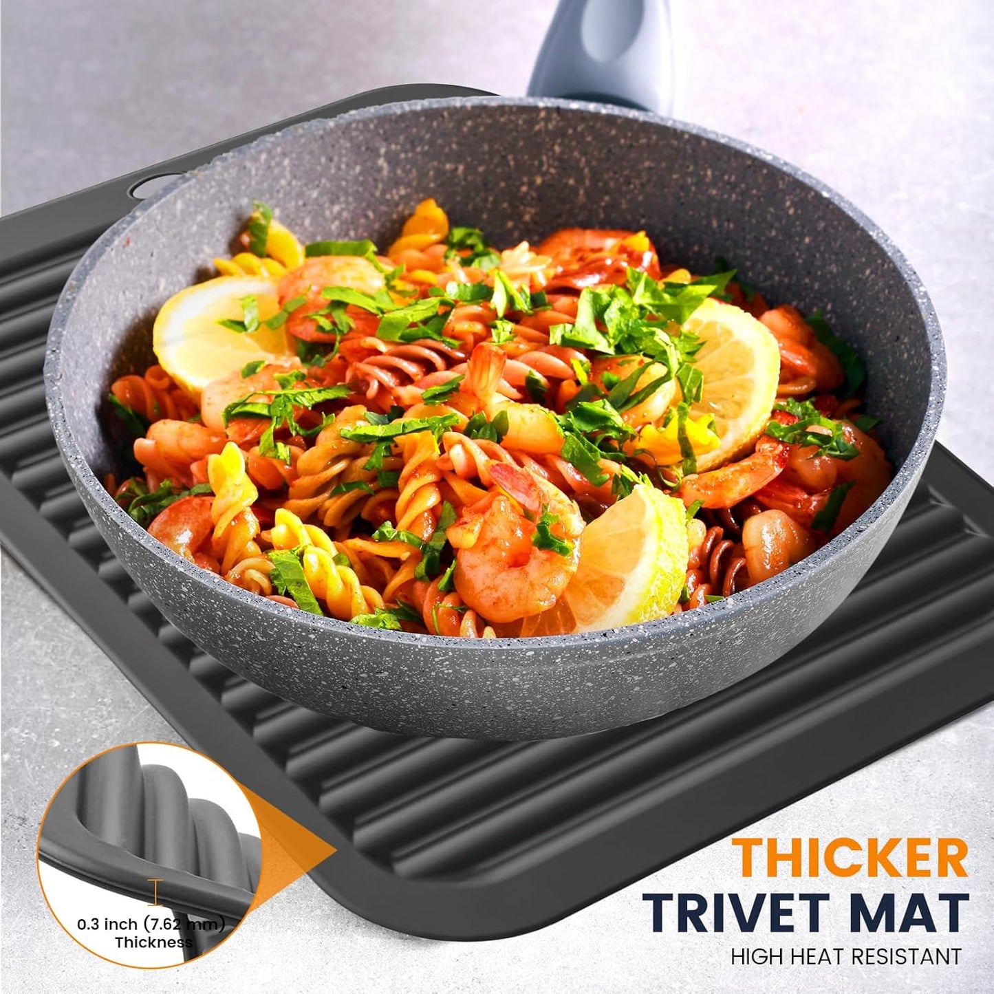 Silicone Trivet Mats 4 Heat Resistant Pot Holders Multipurpose Non-Slip Hot Pads for Kitchen Potholders, Drying mat, Jar Opener, Spoon Holder, Coaster.(Dark Grey)