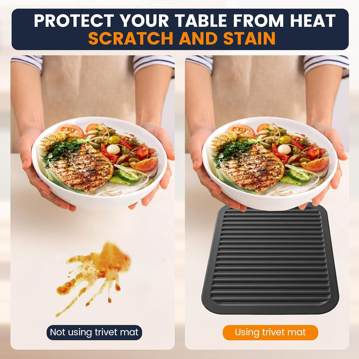 Silicone Trivet Mats 4 Heat Resistant Pot Holders Multipurpose Non-Slip Hot Pads for Kitchen Potholders, Drying mat, Jar Opener, Spoon Holder, Coaster.(Dark Grey)
