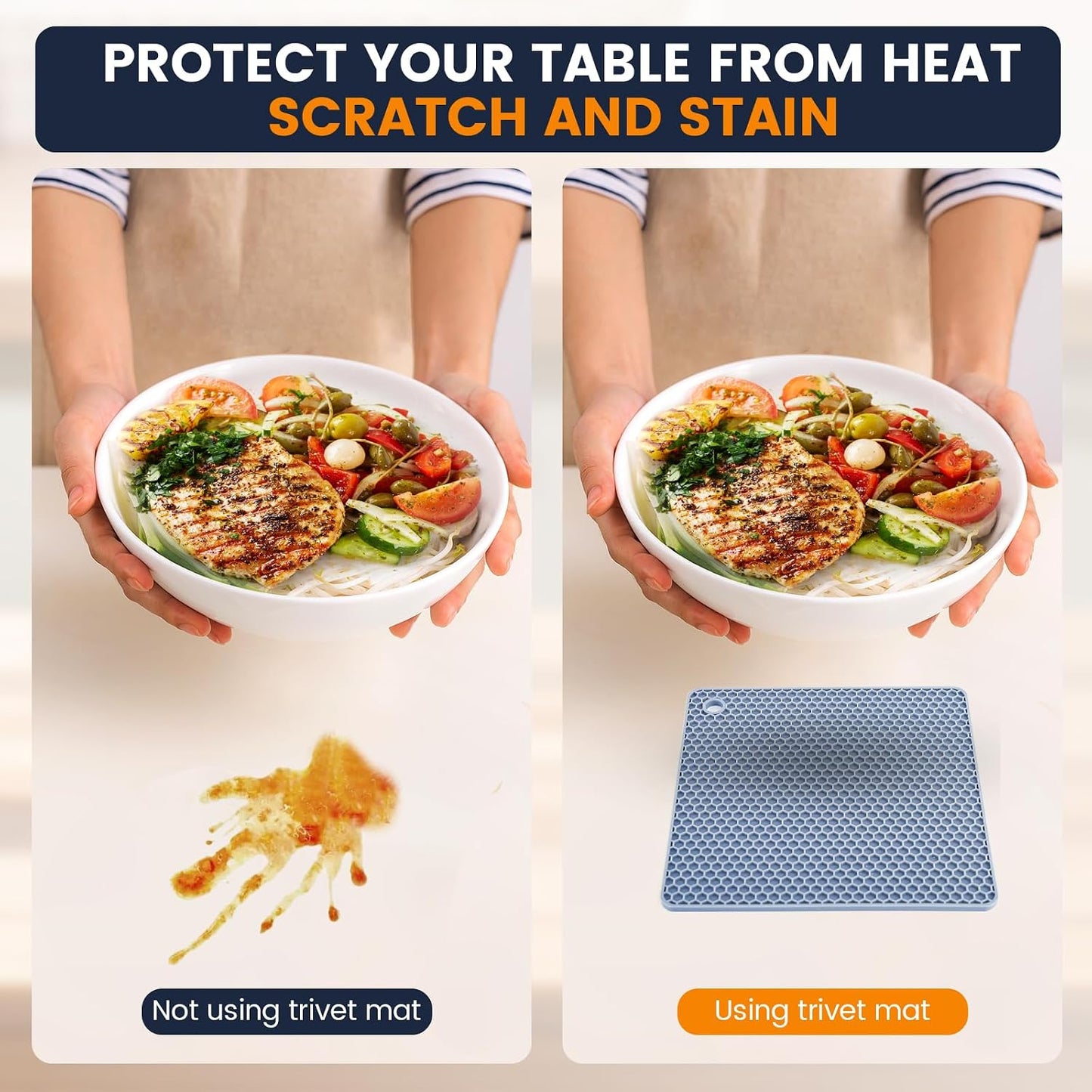 Silicone Trivet Mats 4 Heat Resistant Pot Holders Multipurpose Non-Slip Hot Pads for Kitchen Potholders, Drying mat, Jar Opener, Spoon Holder, Coaster.(Dark Grey)