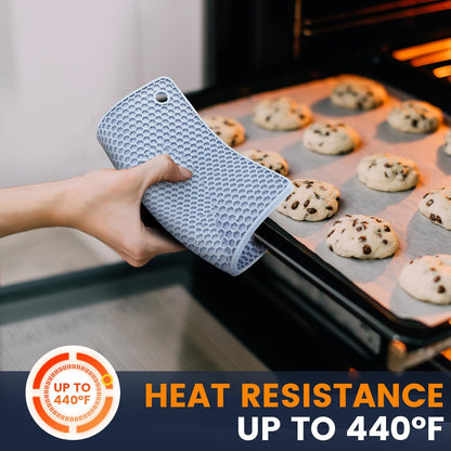 Silicone Trivet Mats 4 Heat Resistant Pot Holders Multipurpose Non-Slip Hot Pads for Kitchen Potholders, Drying mat, Jar Opener, Spoon Holder, Coaster.(Dark Grey)