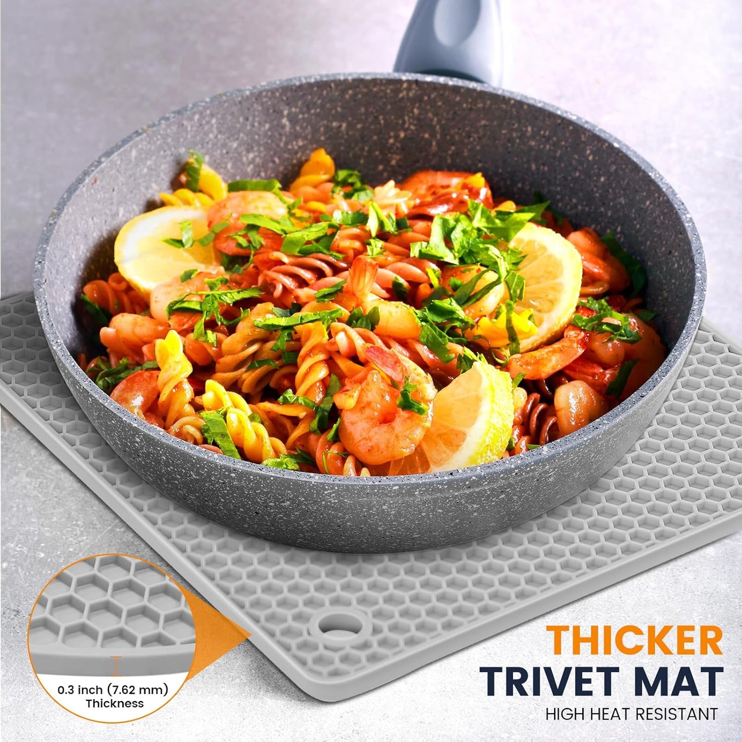 Silicone Trivet Mats 4 Heat Resistant Pot Holders Multipurpose Non-Slip Hot Pads for Kitchen Potholders, Drying mat, Jar Opener, Spoon Holder, Coaster.(Dark Grey)