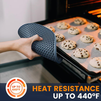 Silicone Trivet Mats 4 Heat Resistant Pot Holders Multipurpose Non-Slip Hot Pads for Kitchen Potholders, Drying mat, Jar Opener, Spoon Holder, Coaster.(Dark Grey)