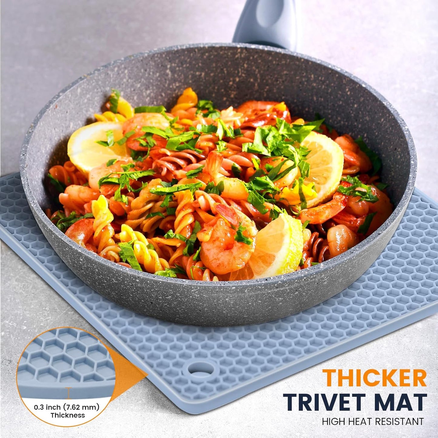 Silicone Trivet Mats 4 Heat Resistant Pot Holders Multipurpose Non-Slip Hot Pads for Kitchen Potholders, Drying mat, Jar Opener, Spoon Holder, Coaster.(Dark Grey)