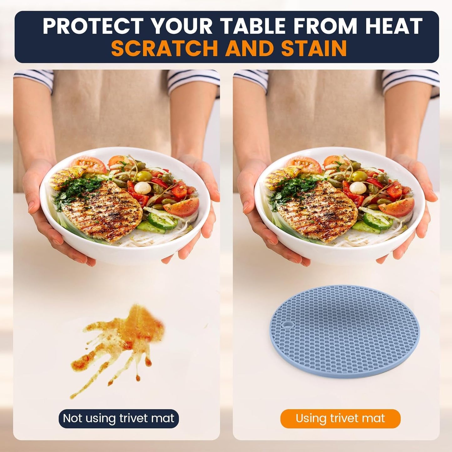 Silicone Trivet Mats 4 Heat Resistant Pot Holders Multipurpose Non-Slip Hot Pads for Kitchen Potholders, Drying mat, Jar Opener, Spoon Holder, Coaster.(Dark Grey)