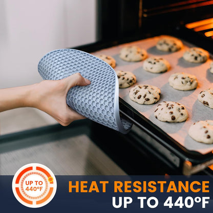 Silicone Trivet Mats 4 Heat Resistant Pot Holders Multipurpose Non-Slip Hot Pads for Kitchen Potholders, Drying mat, Jar Opener, Spoon Holder, Coaster.(Dark Grey)
