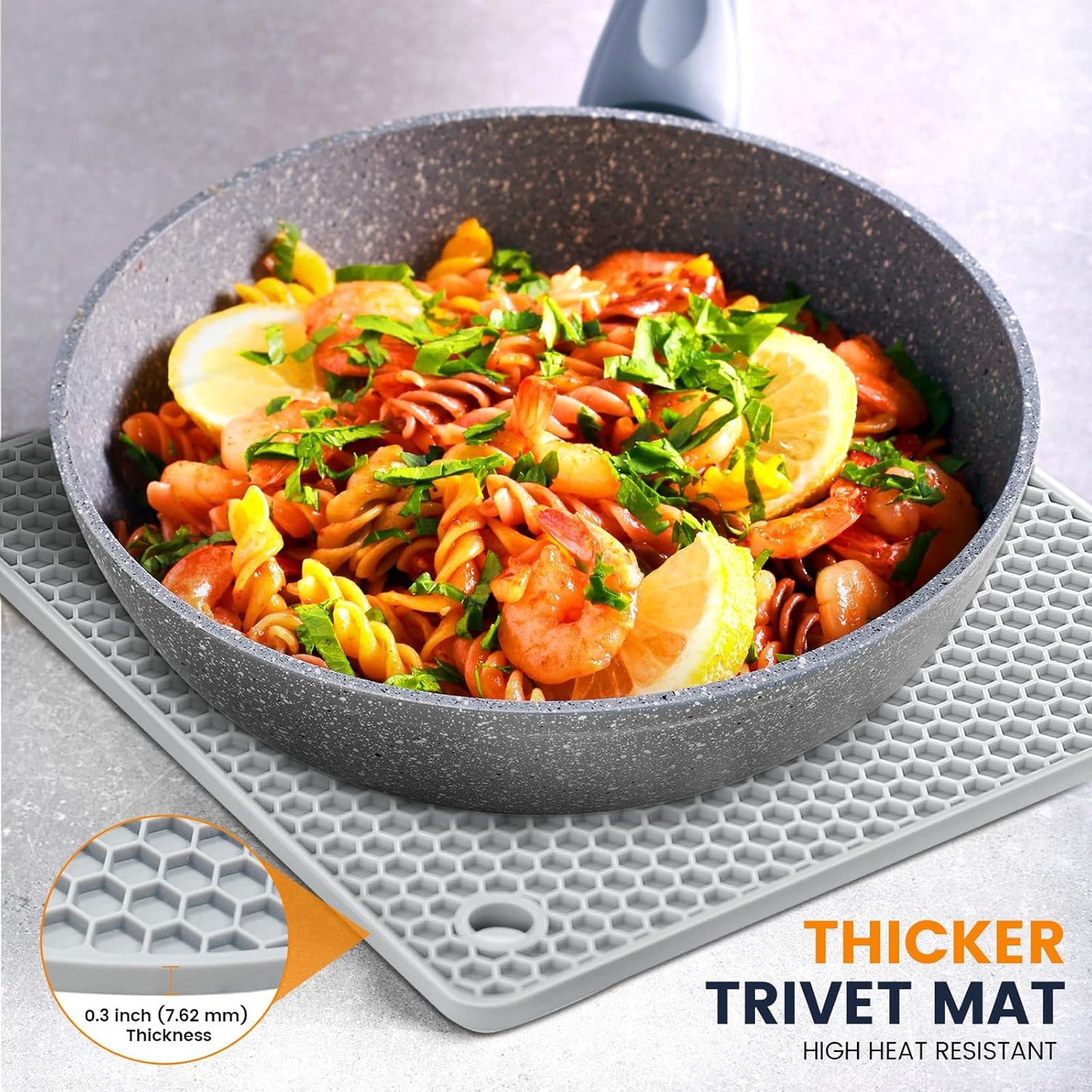 Silicone Trivet Mats 4 Heat Resistant Pot Holders Multipurpose Non-Slip Hot Pads for Kitchen Potholders, Drying mat, Jar Opener, Spoon Holder, Coaster.(Dark Grey)