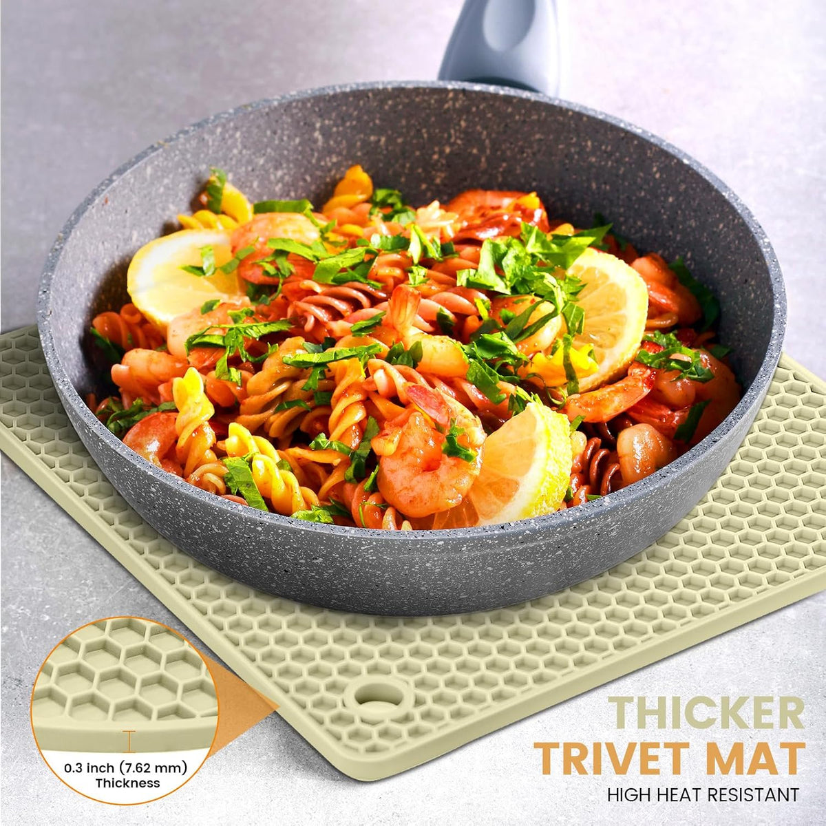 Silicone Trivet Mats 4 Heat Resistant Pot Holders Multipurpose Non-Slip Hot Pads for Kitchen Potholders, Drying mat, Jar Opener, Spoon Holder, Coaster.(Dark Grey)