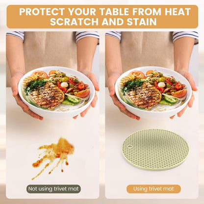 Silicone Trivet Mats 4 Heat Resistant Pot Holders Multipurpose Non-Slip Hot Pads for Kitchen Potholders, Drying mat, Jar Opener, Spoon Holder, Coaster.(Dark Grey)