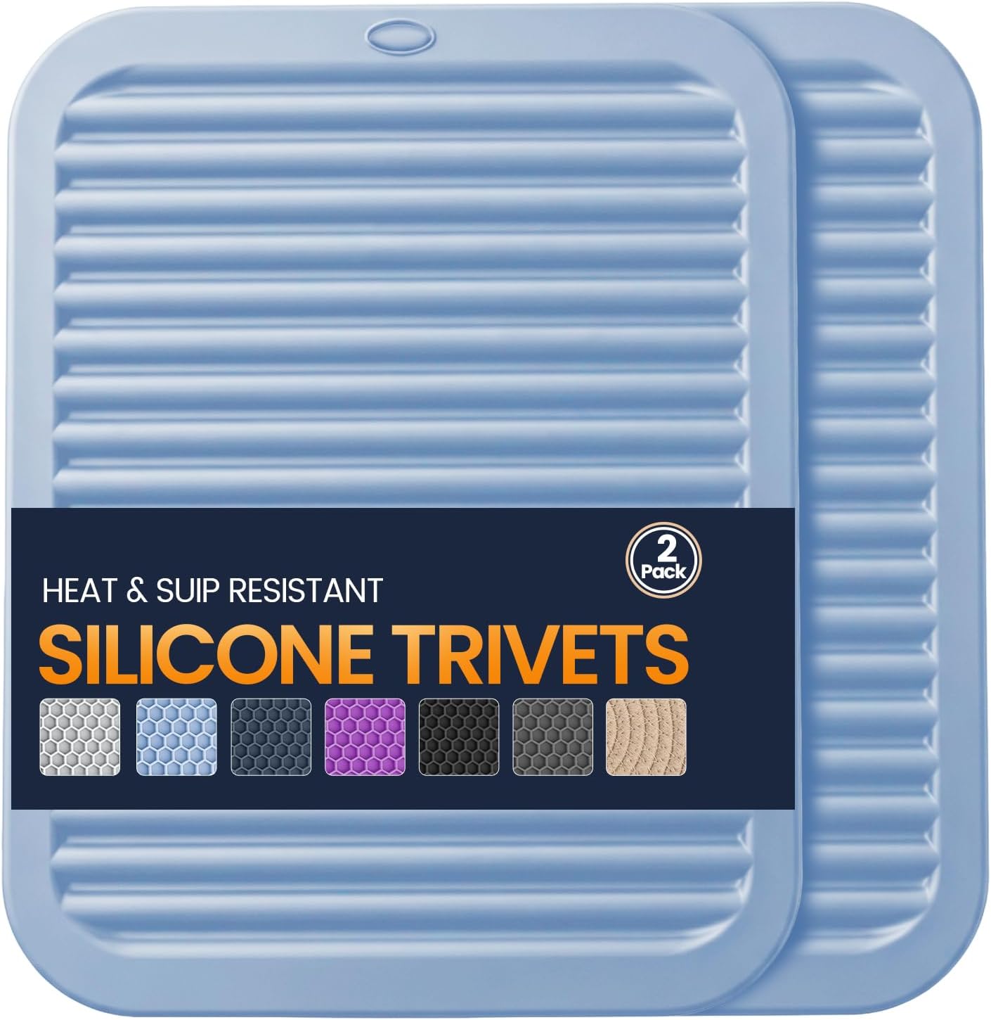 Silicone Trivet Mats 4 Heat Resistant Pot Holders Multipurpose Non-Slip Hot Pads for Kitchen Potholders, Drying mat, Jar Opener, Spoon Holder, Coaster.(Dark Grey)