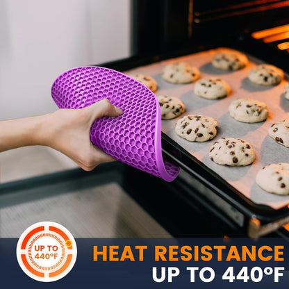 Silicone Trivet Mats 4 Heat Resistant Pot Holders Multipurpose Non-Slip Hot Pads for Kitchen Potholders, Drying mat, Jar Opener, Spoon Holder, Coaster.(Dark Grey)