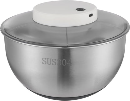 Electric Vegetable Dryer, Electric Salad Spinner Small Salad Spinner with USB Cable & Battery Indicator & Draining Basket in Kitchens 5.12 x 6.30 Inch(D*H) (Stainless Steel)