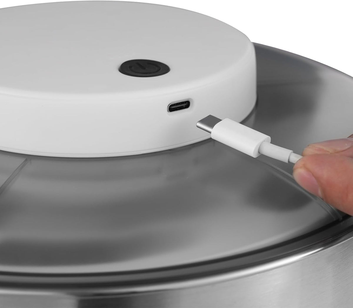 Electric Vegetable Dryer, Electric Salad Spinner Small Salad Spinner with USB Cable & Battery Indicator & Draining Basket in Kitchens 5.12 x 6.30 Inch(D*H) (Stainless Steel)