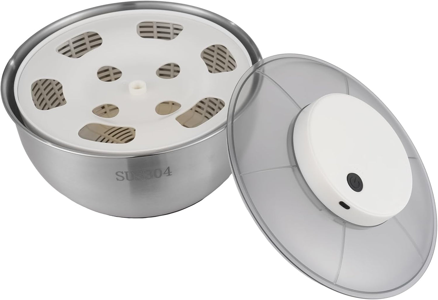 Electric Vegetable Dryer, Electric Salad Spinner Small Salad Spinner with USB Cable & Battery Indicator & Draining Basket in Kitchens 5.12 x 6.30 Inch(D*H) (Stainless Steel)
