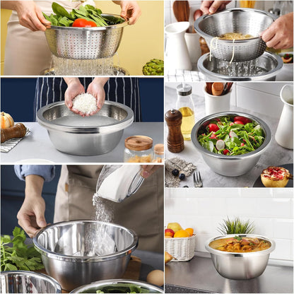 Colander Stainless Steel 3-quart with Bowls,Strainer for Kitchen(2PC)
