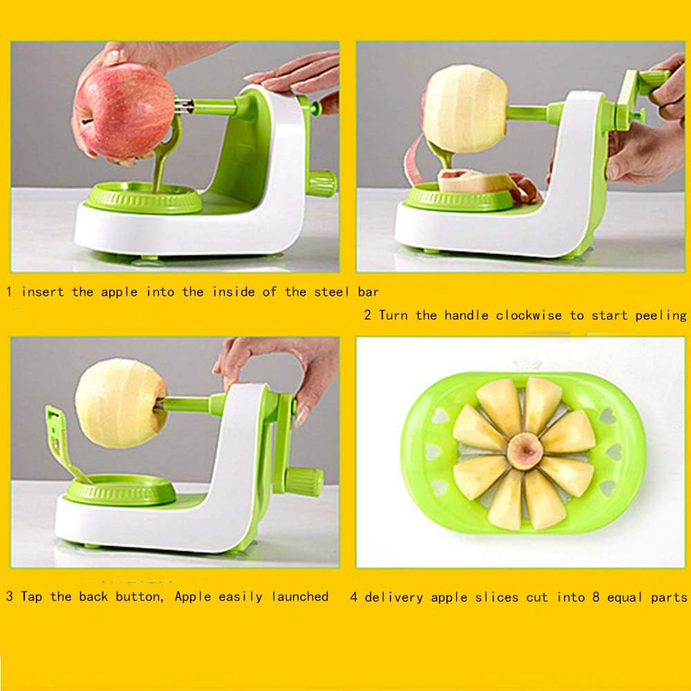 Apple peeler, Apple Peeler Slicer,multi-function fruit peeler, vegetable, fruit peeler, pear potato slice movement, peeling machine fast manual setting with 8 blade slicer pear peelerAdd a splitter