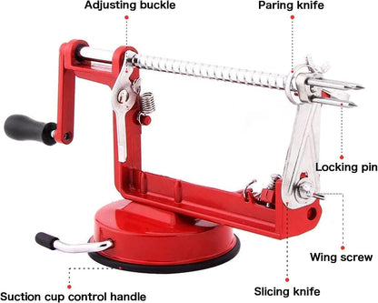 Apple Peeler Corer, 5 In 1 Apple Peeler Slicer Corer with Stainless Steel Blades and Powerful Suction Base for Apples and Potatoes(Teal)