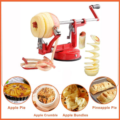 Apple Peeler Corer, 5 In 1 Apple Peeler Slicer Corer with Stainless Steel Blades and Powerful Suction Base for Apples and Potatoes(Teal)
