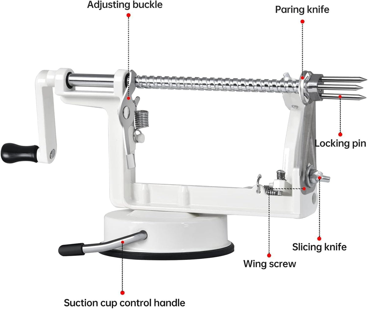 Apple Peeler Corer, 5 In 1 Apple Peeler Slicer Corer with Stainless Steel Blades and Powerful Suction Base for Apples and Potatoes(Teal)