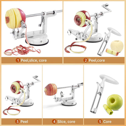 Apple Peeler Corer, 5 In 1 Apple Peeler Slicer Corer with Stainless Steel Blades and Powerful Suction Base for Apples and Potatoes(Teal)