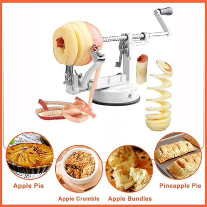 Apple Peeler Corer, 5 In 1 Apple Peeler Slicer Corer with Stainless Steel Blades and Powerful Suction Base for Apples and Potatoes(Teal)