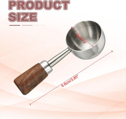Coffee Measuring Spoon, 1.45" x 0.7" 15ml Stainless Steel Coffee Scoop with Wood Handle for Ground Coffee or Loose Leaf Tea Silver
