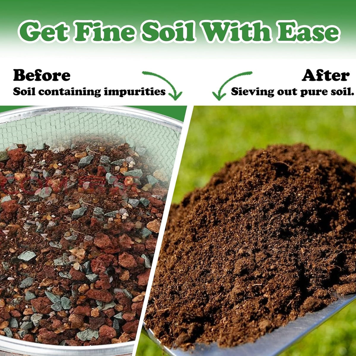 Soil, Sand, and Compost Sifter for Gardening – Sieve for Rocks, Dirt, and Organic Material – Fits 5-Gallon Buckets-1/4 in Aperture