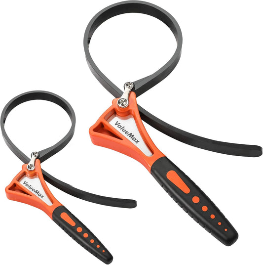 2-piece Strap Wrench Set, Adjustable Oil Filter Wrench for Shower Head Water Filter, Jar Opener Set | 4" (Small) and 6"(Large), Adjustable, No Scratch, Use for Faucet Shower Head Water Filter