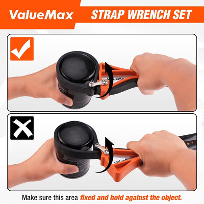 2-piece Strap Wrench Set, Adjustable Oil Filter Wrench for Shower Head Water Filter, Jar Opener Set | 4" (Small) and 6"(Large), Adjustable, No Scratch, Use for Faucet Shower Head Water Filter