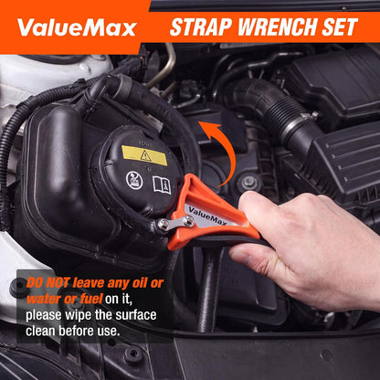 2-piece Strap Wrench Set, Adjustable Oil Filter Wrench for Shower Head Water Filter, Jar Opener Set | 4" (Small) and 6"(Large), Adjustable, No Scratch, Use for Faucet Shower Head Water Filter