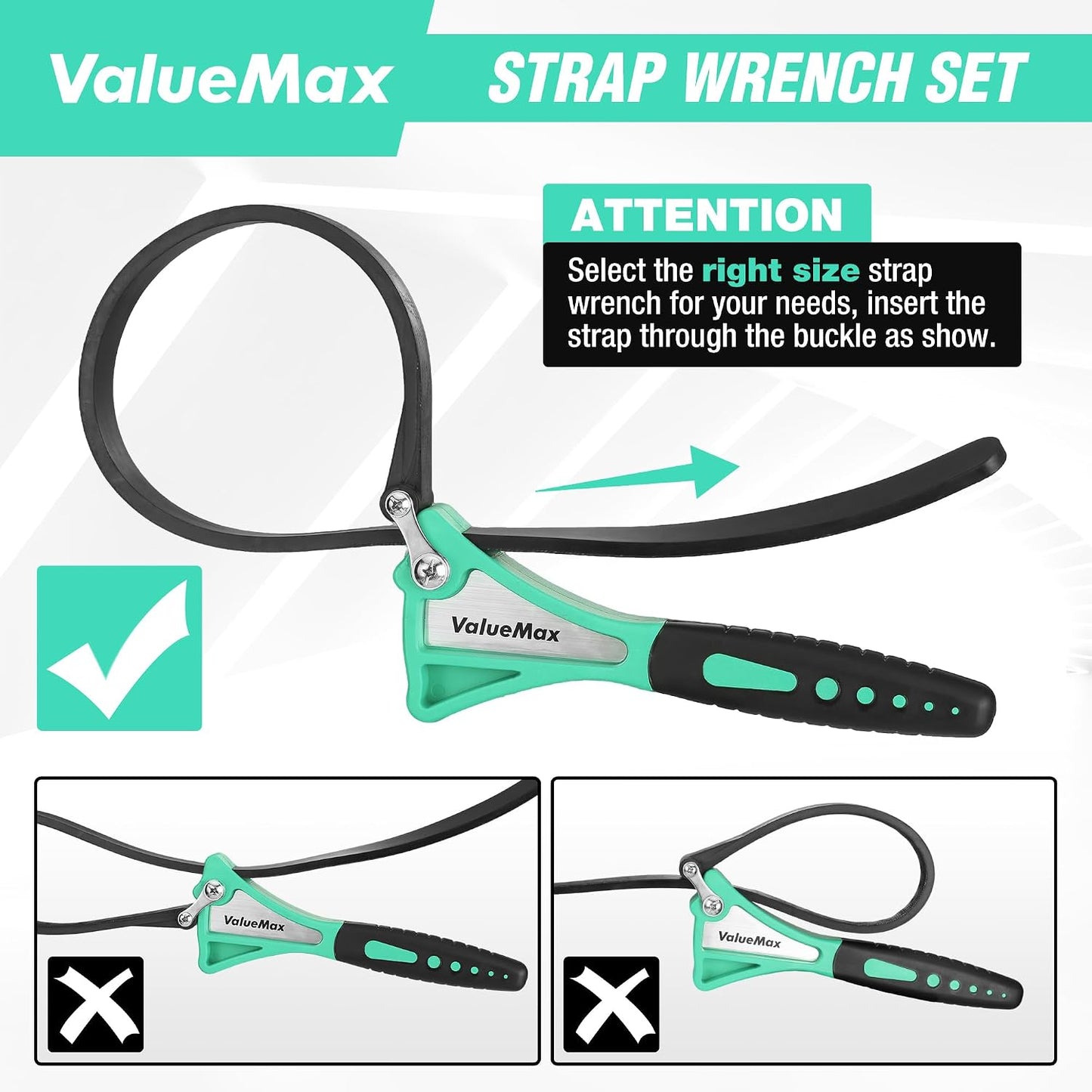 2-piece Strap Wrench Set, Adjustable Oil Filter Wrench for Shower Head Water Filter, Jar Opener Set | 4" (Small) and 6"(Large), Adjustable, No Scratch, Use for Faucet Shower Head Water Filter