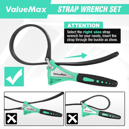 2-piece Strap Wrench Set, Adjustable Oil Filter Wrench for Shower Head Water Filter, Jar Opener Set | 4" (Small) and 6"(Large), Adjustable, No Scratch, Use for Faucet Shower Head Water Filter