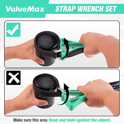 2-piece Strap Wrench Set, Adjustable Oil Filter Wrench for Shower Head Water Filter, Jar Opener Set | 4" (Small) and 6"(Large), Adjustable, No Scratch, Use for Faucet Shower Head Water Filter