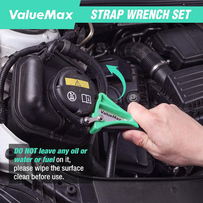 2-piece Strap Wrench Set, Adjustable Oil Filter Wrench for Shower Head Water Filter, Jar Opener Set | 4" (Small) and 6"(Large), Adjustable, No Scratch, Use for Faucet Shower Head Water Filter