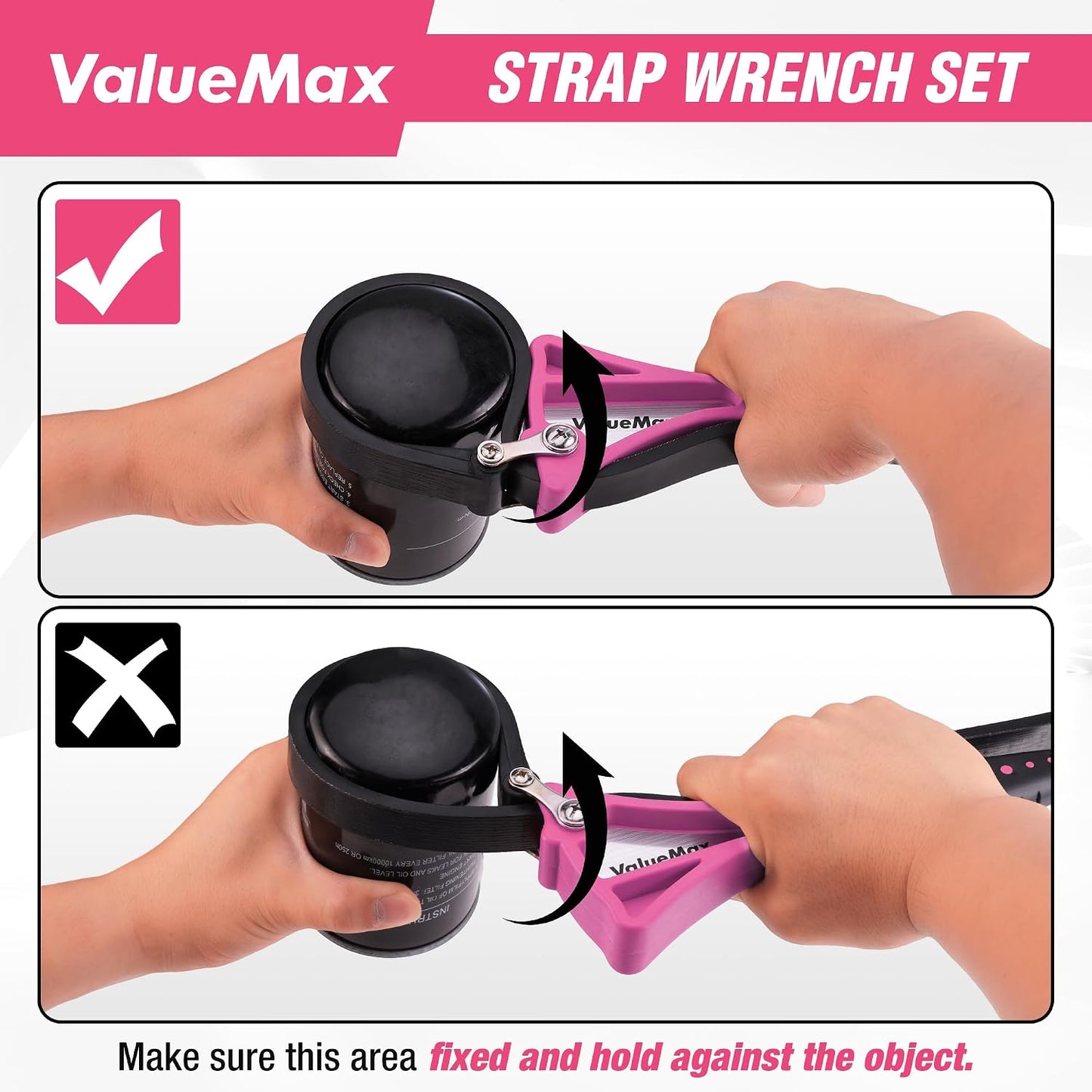 2-piece Strap Wrench Set, Adjustable Oil Filter Wrench for Shower Head Water Filter, Jar Opener Set | 4" (Small) and 6"(Large), Adjustable, No Scratch, Use for Faucet Shower Head Water Filter