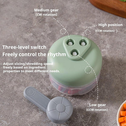 3-Speed Manual Food Chopper-Hand Crank Vegetable Chopper & Garlic Mincer for Effortless Dicing of Onions, Nuts, and Salsa - Compact Kitchen Gadget (100ML)