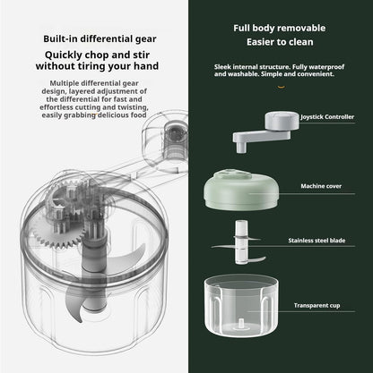 3-Speed Manual Food Chopper-Hand Crank Vegetable Chopper & Garlic Mincer for Effortless Dicing of Onions, Nuts, and Salsa - Compact Kitchen Gadget (100ML)